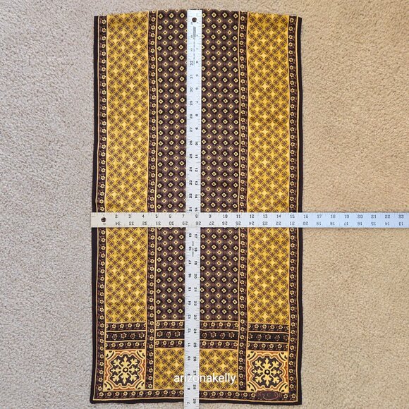Unused Oscar de la Renta Silk Oblong Scarf Yellow Brown Flowers - Picture 13 of 15